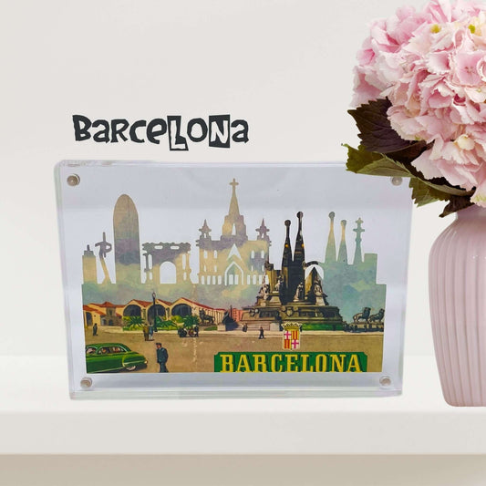 Barcelona Skyline Vorschau Vintage Reiseführer Nostalgie