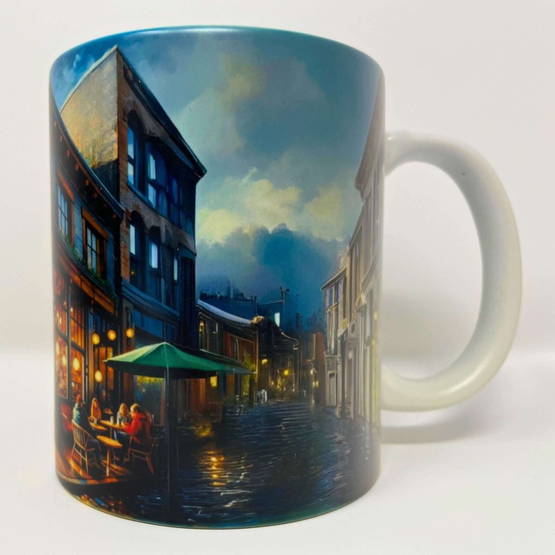 Portland Kaffeebecher Kunst Seitenansicht links